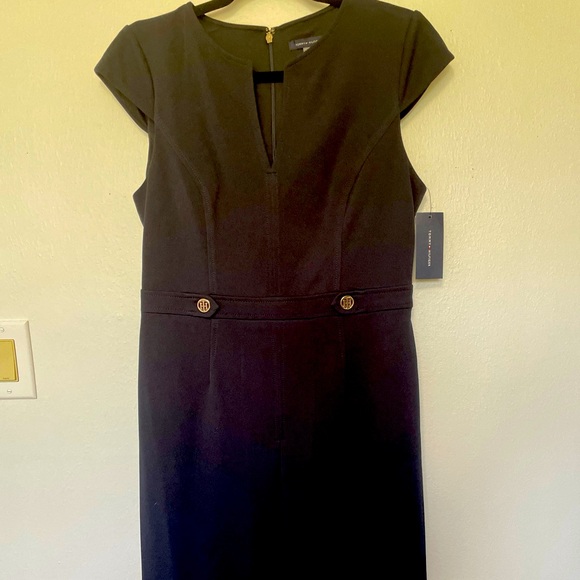 NWT TOMMY HILFIGER LITTLE BLACK DRESS SLEEVELESS LOGOS ON WAISTBAND AND BACK ZIP - Picture 1 of 10